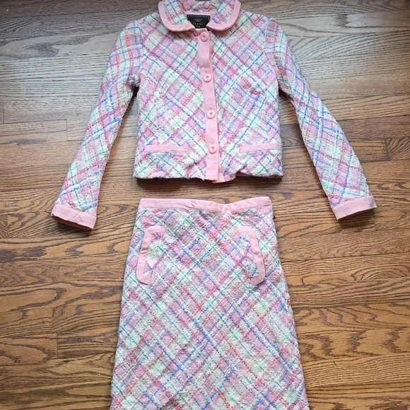 Tocca Pink Plaid Blazer and Skirt Set - Picture 1 of 11